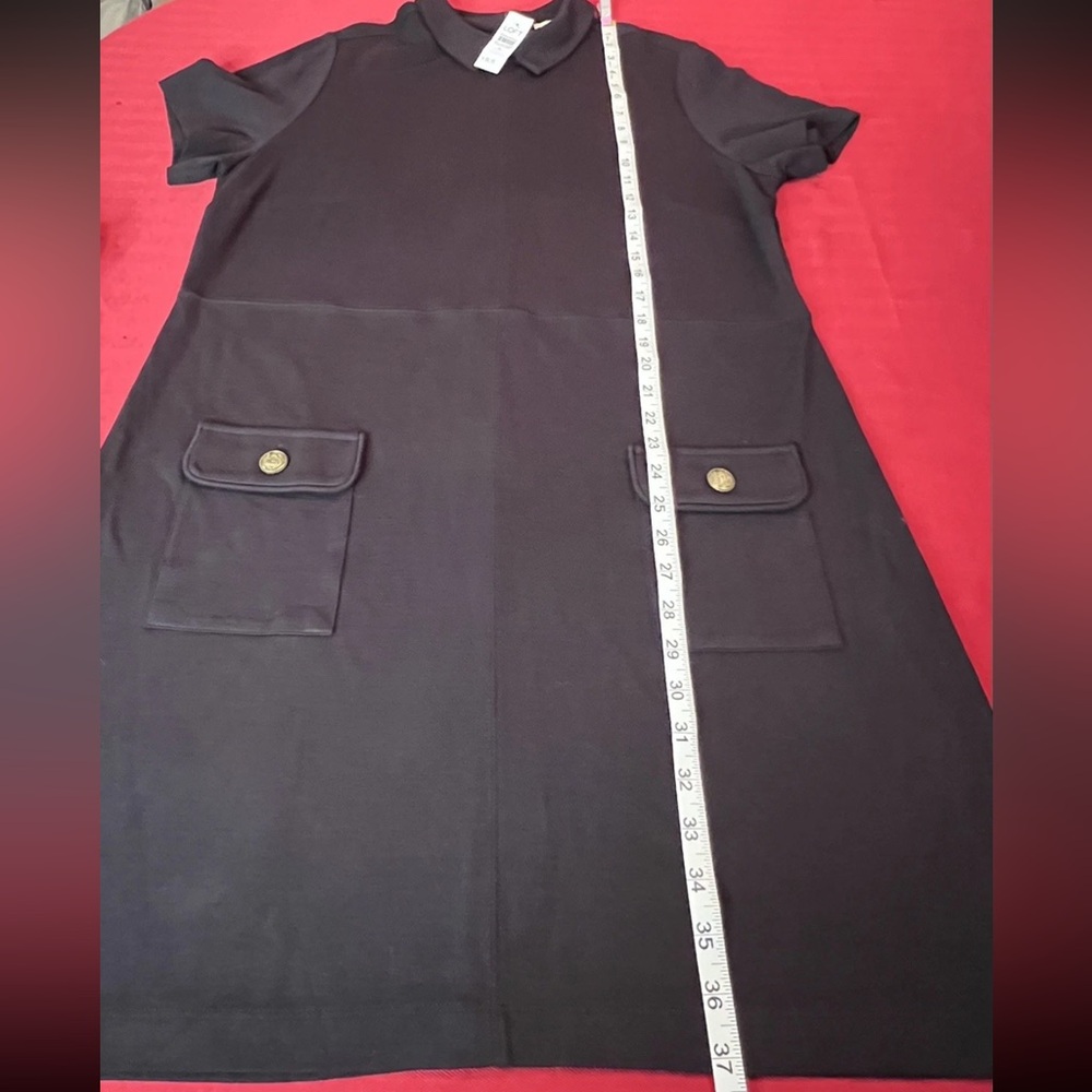 LOFT Black Short-Sleeve A-Line Dress